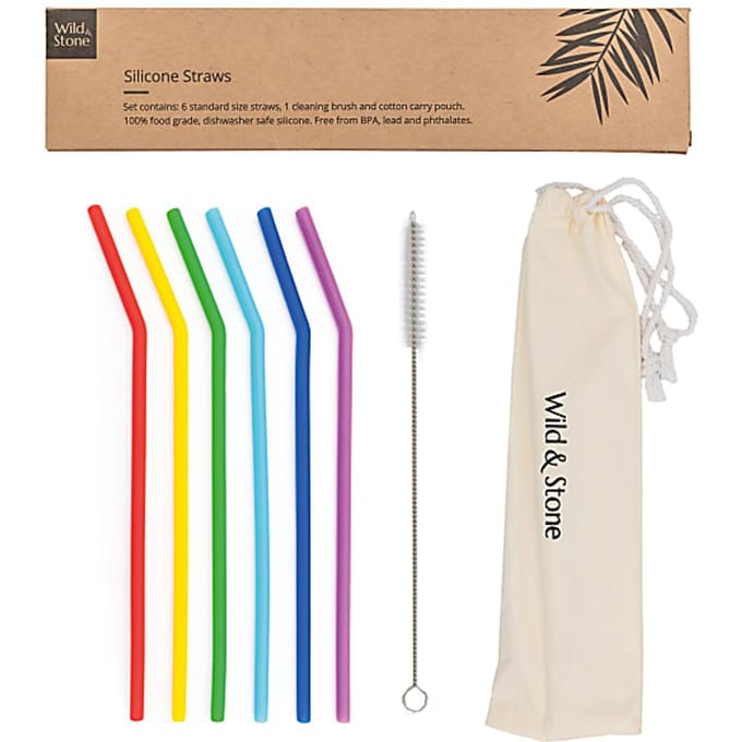 Wild & Stone Herbruikbare Silicone Rietjes - 6 Stuks
