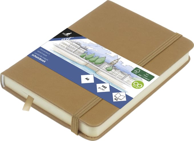 Kangaro schetsboek - A6 - taupe - PU-hardcover - met elastiek en leeslint