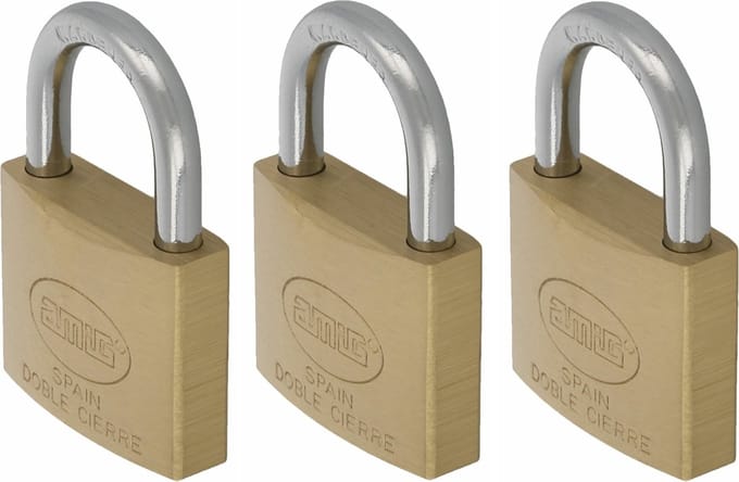 Amig Hangslot met 2 sleutels - 3x - 40 mm - messing - kofferslot