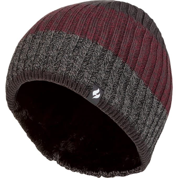 Heat Holders - Thermische gestreepte wintermuts voor heren - Houtskool