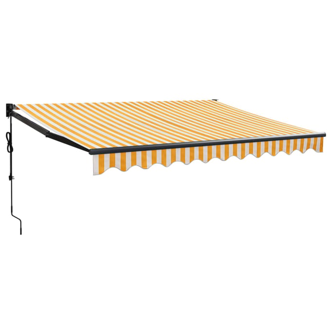 vidaXL - Uitschuifbare - luifel - Geel - en - Wit - met - Antraciet - Frame
