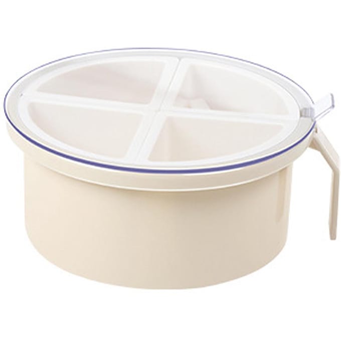Ronde 4-vaks kruidenbox Plastic 4-vaks specerijendoos Keuken Kruiden Opbergcontainer Beige white