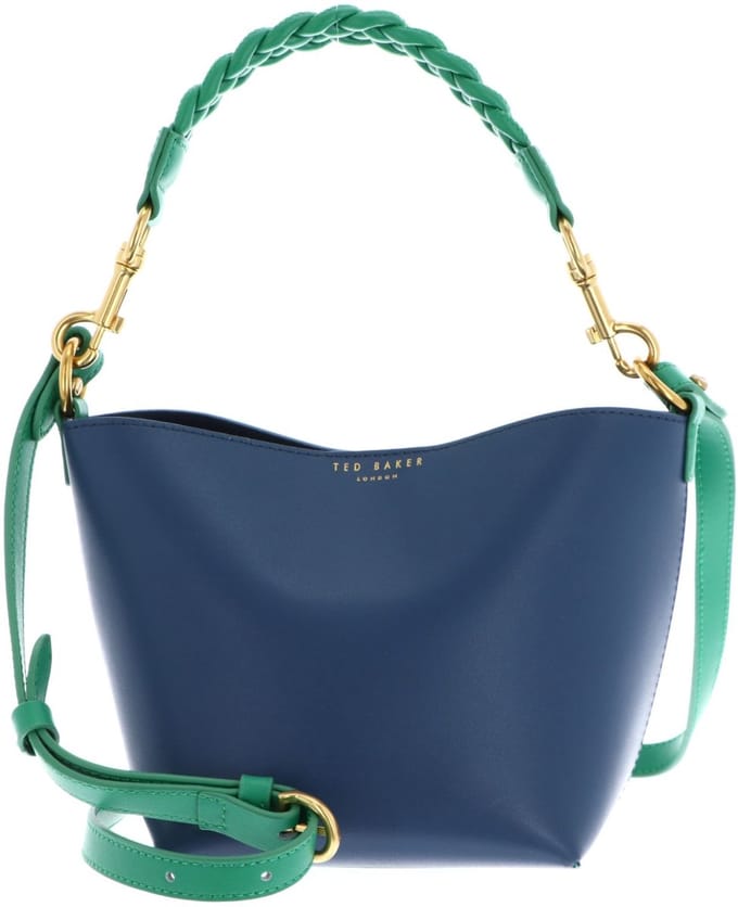 Ted Baker Leren handtas schoudertas Wynola Woven Handle Colourblock Small Bag Blue veelkleurig