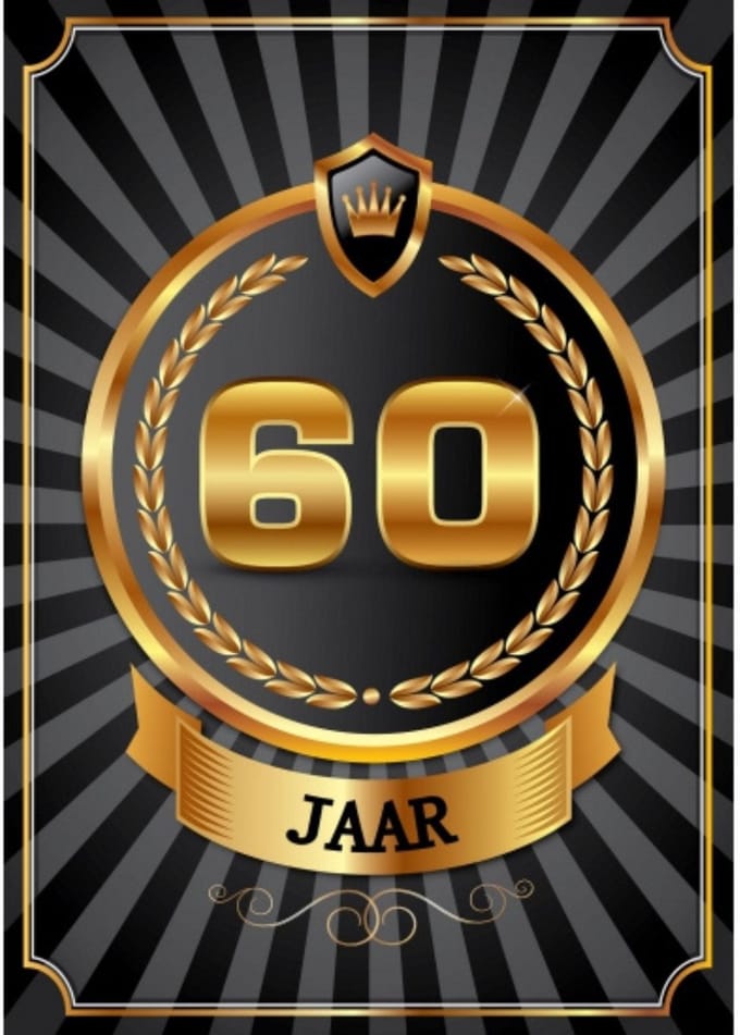 Bellatio Decorations Verjaardag deurposter - 60 jaar - goud - 59 x 42 cm - leeftijd feestartikelen