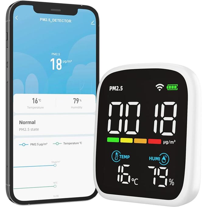 Détecteur Portable PM2.5 à affichage LED, testeur multifonctionnel de température et d'humidité, Laser multicolore