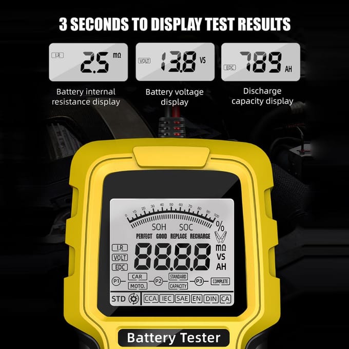 Interne Weerstand Tester 12Volt24Volt Intelligente Auto Motorfiets Batterij Tester Draagbaar Digitaal geel