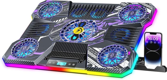 Koelpad voor laptops met RGB verlichting en 9 ventilatoren