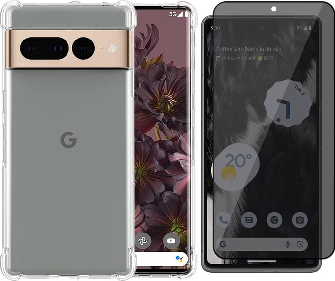 Hoesje geschikt voor Google Pixel 7 Pro - Privacy Screenprotector Volledig Dekkend Glas - Shockproof Transparant