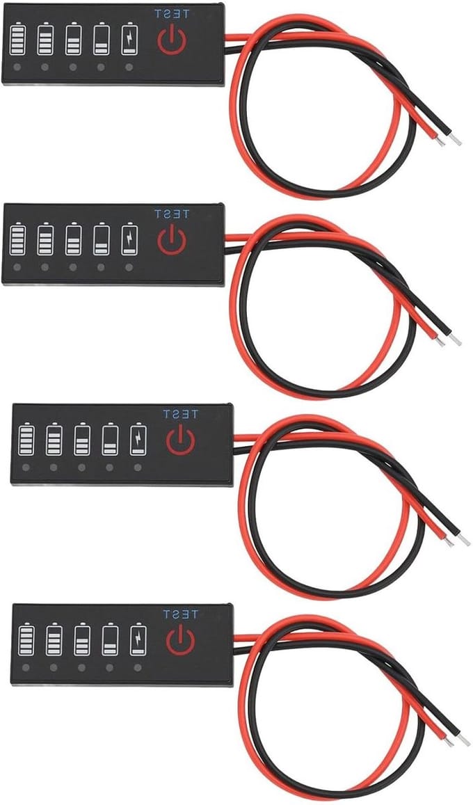 Batterijcapaciteitsmeter - Batterij indicator - Accu bewaken - Real-time weergave - 40 x 15 x 2.5 mm - Zwart