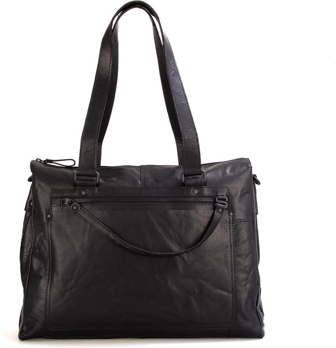 Leren Laptop Schoudertas - 15.6 inch - Sadie - Zwart