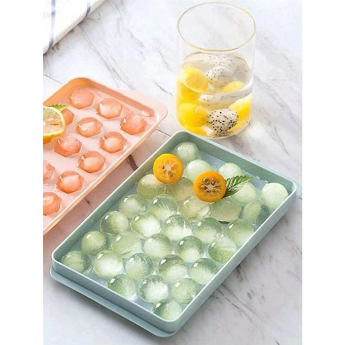 Bac à Glaçons avec Couvercle, Moule à Glaçons pour Réfrigérateur, Mini Moule Boule de Glace Ronde, Convient pour Thé, Café S rose