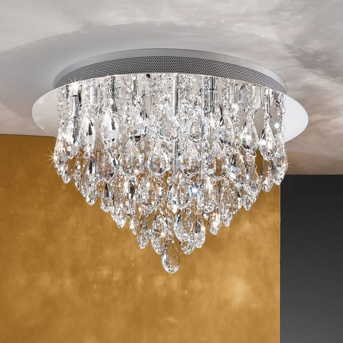 ORION Celeste plafondlamp met K9 kristallen, Ø45cm chroom