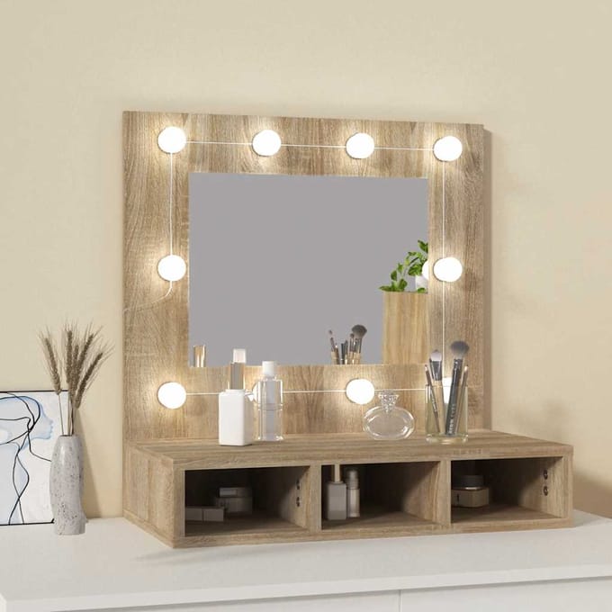 vidaXL - Spiegelkast - met - LED-verlichting - 60x31,5x62 - cm - sonoma - eikenkleur