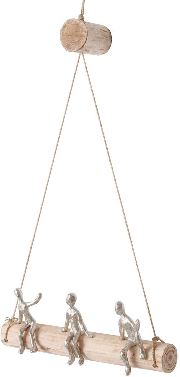 Hangend beeld “Longsta” – Mangohout & metaal – 37x10 cm – Decoratie