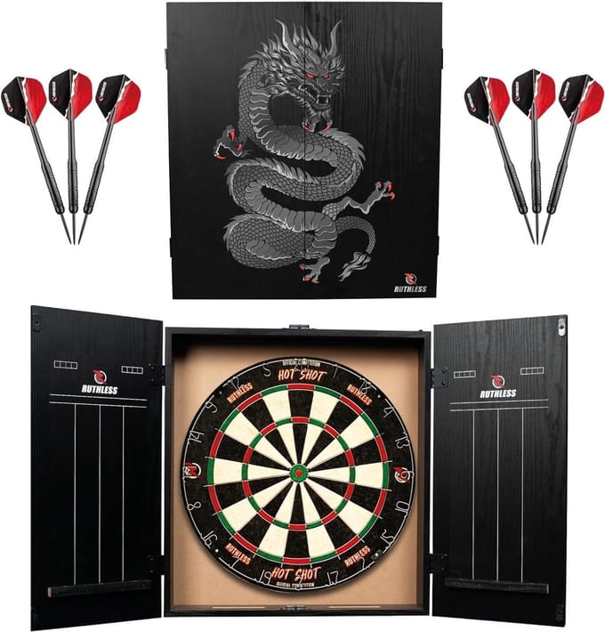 Compleet Dartcentrum voor Thuis - Inclusief Dartbord, Kast en 2 Dartsets