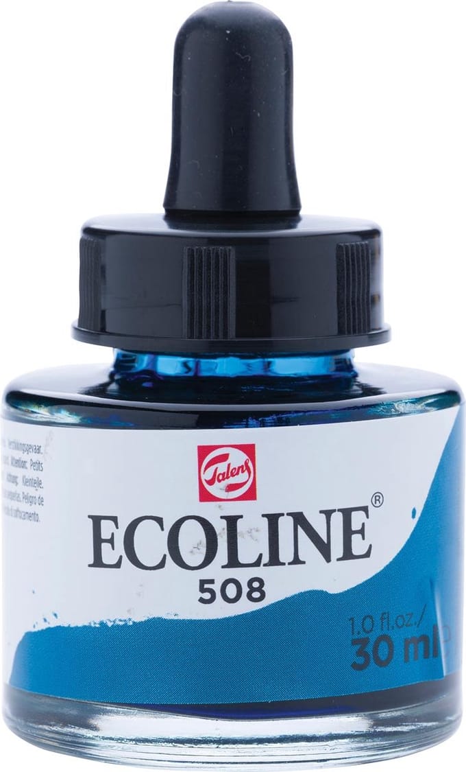 Talens Ecoline waterverf flacon van 30 ml, pruisischblauw 3 stuks