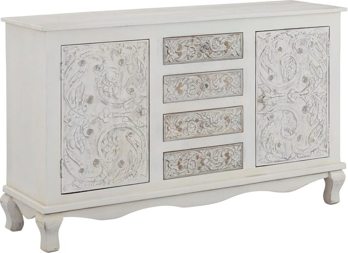 Rajat-Dressoir - 2-deurs 4-laden - Wit/Grijs