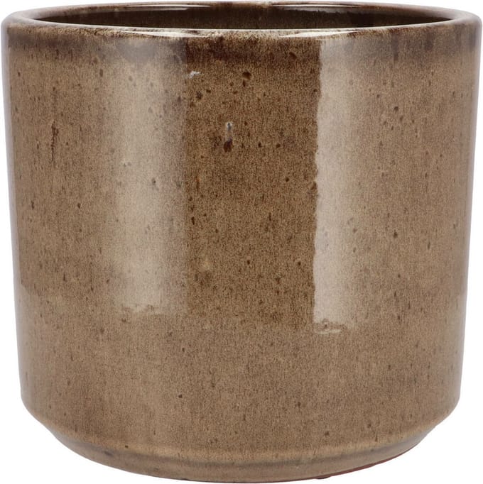 DK Design Bloempot model Brown Glaze - taupe - D18 x H20 cm - glanzend