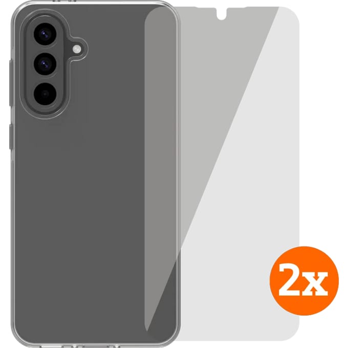 BlueBuilt Samsung Galaxy A56 Back Cover Transparant + Screenprotector Glas Duo Pack