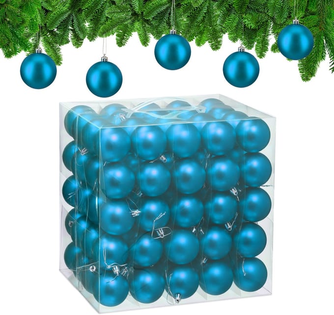 kerstballen set van 100 - Ø 6 cm - mat - kunststof - petrol