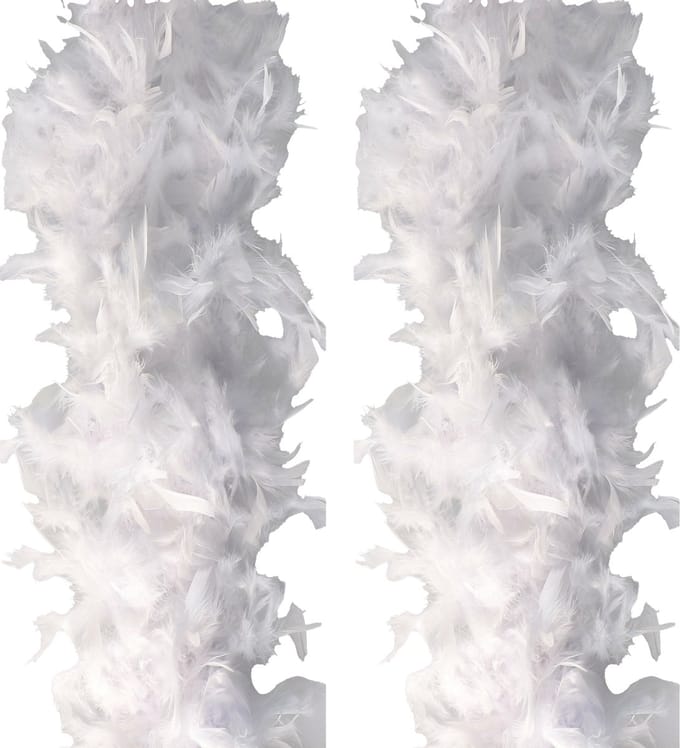 Veren Boa - 2 stuks - Carnaval verkleedaccessoire - ivoor wit - 180 cm