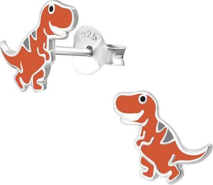 Princess Oorbellen Dino - 925 Zilver E-Coating - Dier - 10x8mm