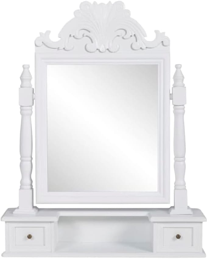 Kaptafel met Spiegel - Make-up Tafel - Snel Klaarmaken - Verstelbare Spiegel - 100x100x100 cm - Wit