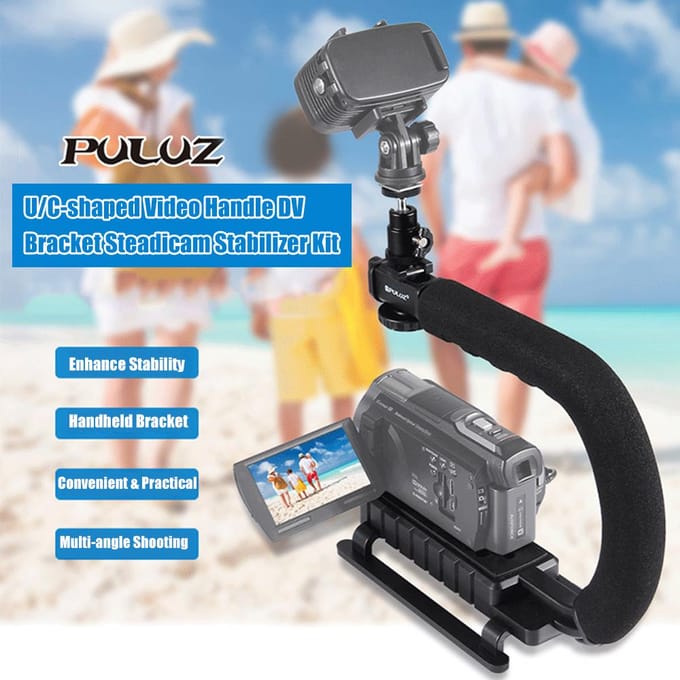 PULUZ U-vormige draagbare handheld camera houder video handvat DV beugel C-vormige steadicam zwart