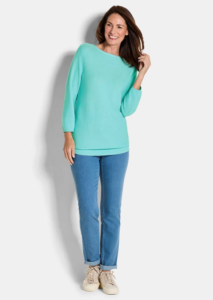 Tricot pullover van puur katoen - mintgroen - Gr. 19 van Goldner Fashion