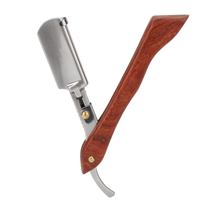 Scheermes PU Lederen Etui Lichtgewicht Draagbaar Palissander Baard Kapsel Handmatig Scheermes voor Mannen gray