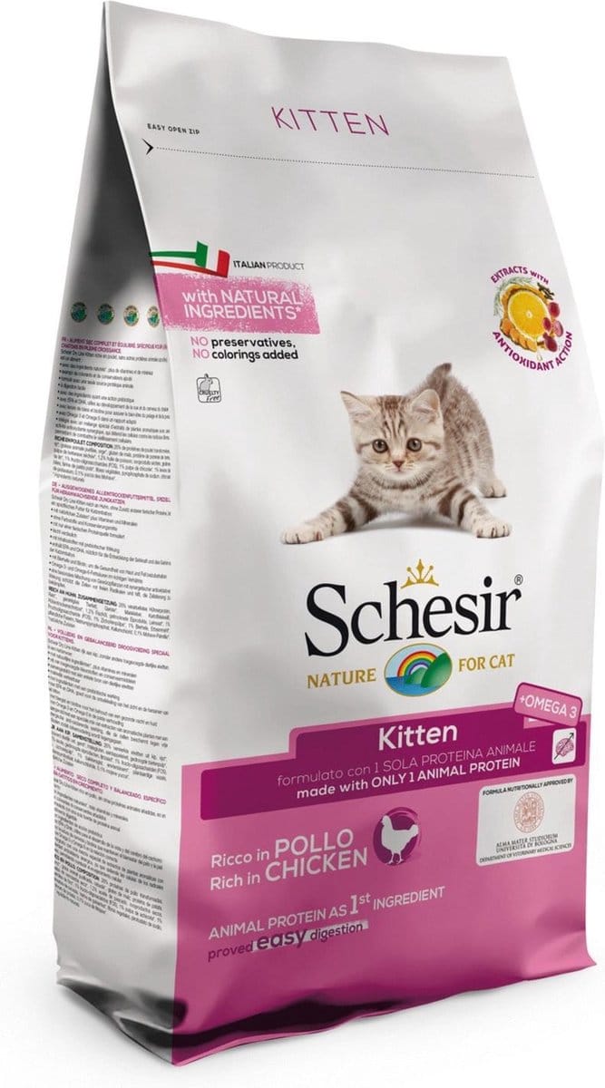 3x1,5kg Kitten met Kip Schesir droog kattenvoer