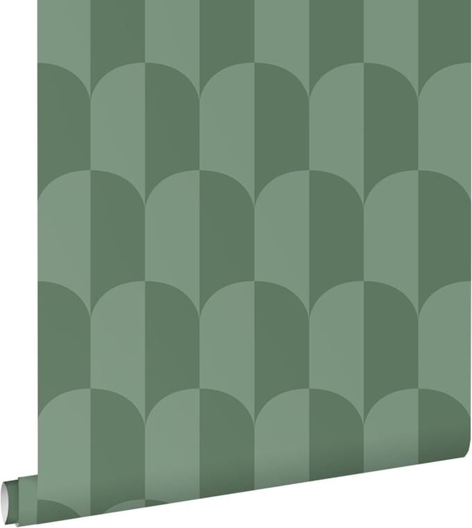 ESTAhome behang art deco bogen vergrijsd groen - 53 cm x 10.05 m - 139989