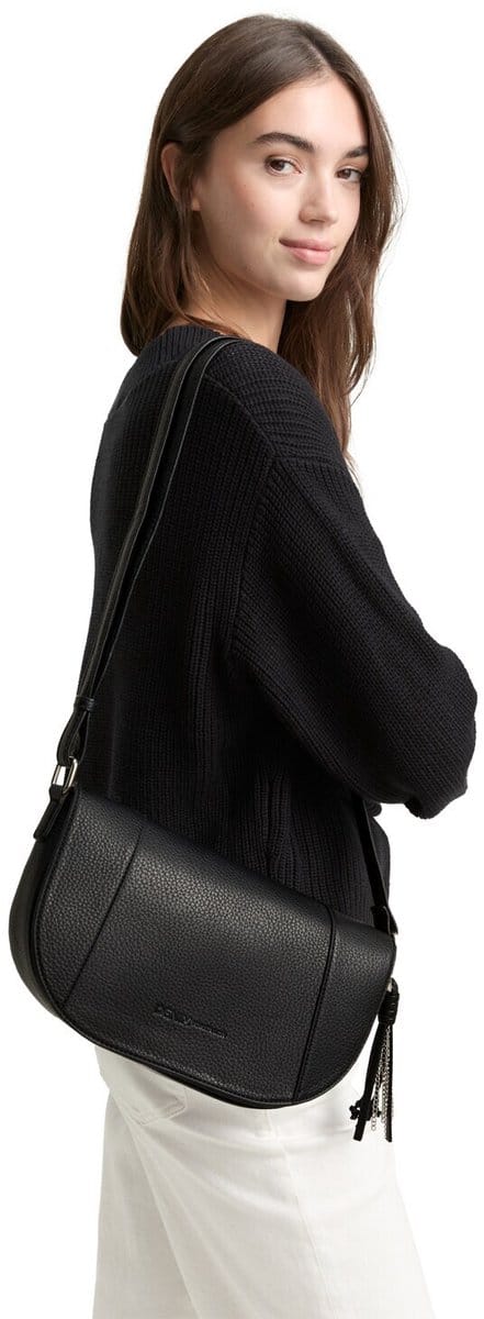 TOM TAILOR schoudertas Priya Flap Bag No Zip Black zwart