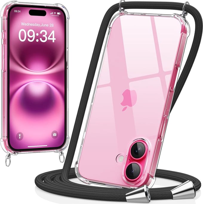 Hoesje met koord Geschikt voor iPhone 16 Plus Arara Hoesje transparant shockproof backcover case