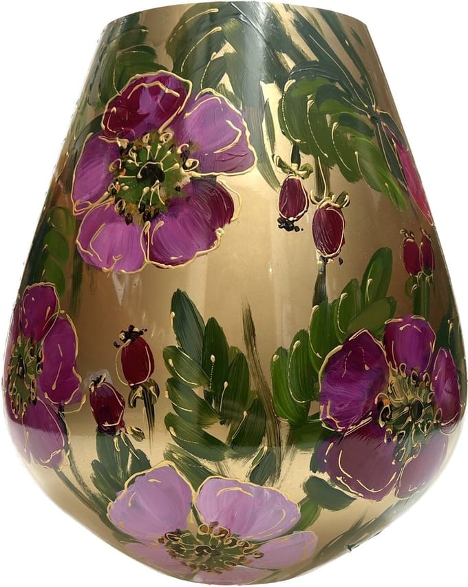 Vaas - handgeschilderde vaas - Tasman M rosehip gold