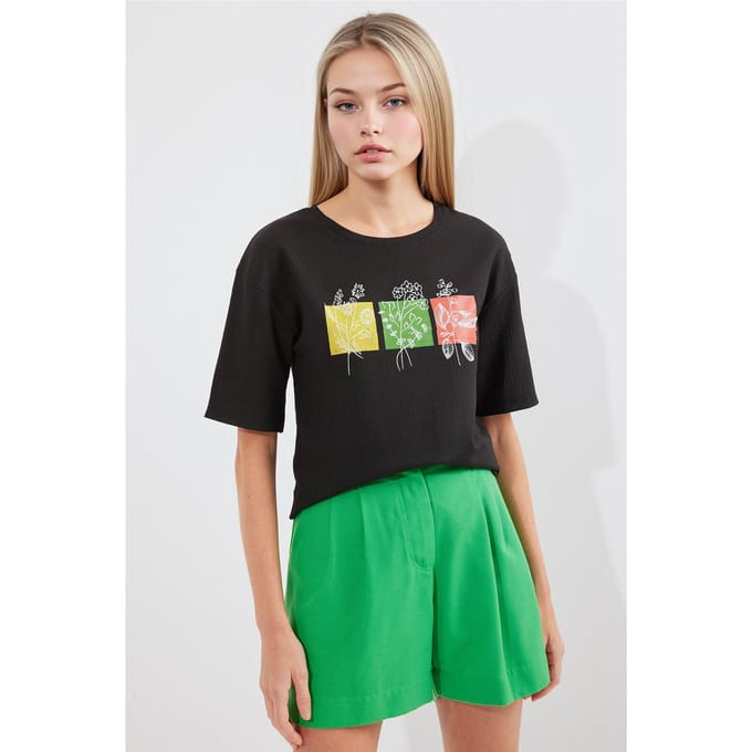 Gedrukt Ronde Hals T-Shirt