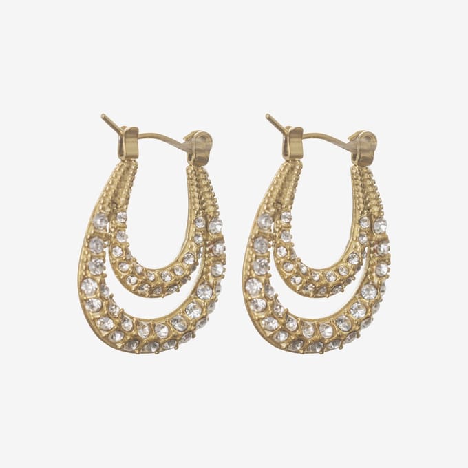 Essenza Little White Stones Earrings Gold