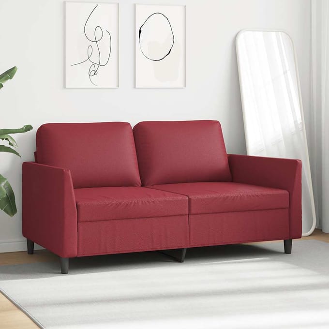 vidaXL - Tweezitsbank - 140 - cm - kunstleer - wijnrood