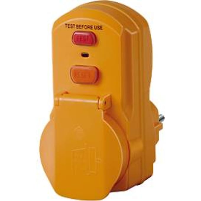 Brennenstuhl persoonlijke beschermingsadapter BDI-A 2 30, 16A, 3500W, aanraakbeveiliging, klapdeksel, tweepolige uitschakeling, voor gebruik buiten en binnen, L 105 x B 50 x H 95 mm, geel