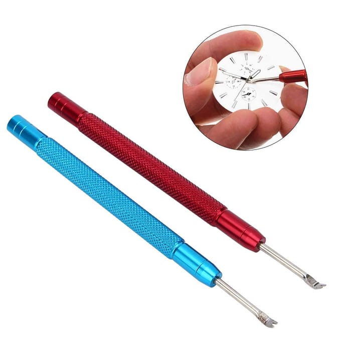 2 stuks Horlogewijzers Aandruk- en Verwijdergereedschap Horlogereparatie Accessoire (Rood Blauw) blue