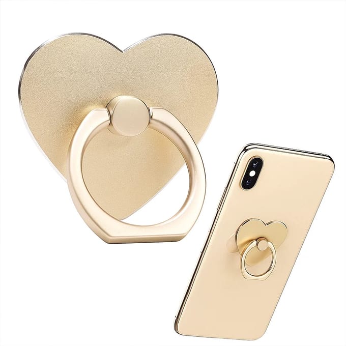 Luxe Opplakbare Tefoonhouder Hart I Telefoonbutton I Ringhouder I Vinger Grip Smartphone I Goud