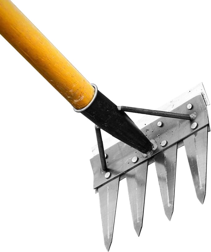 Gazon hark - Tuin hark - Grondonderhoud - Multifunctioneel - 4 tanden