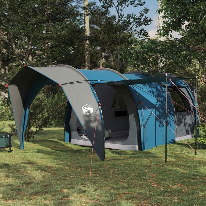 vidaXL - Tunneltent - 6-persoons - Blauw - 185T - Polyester - met - PU - Coating