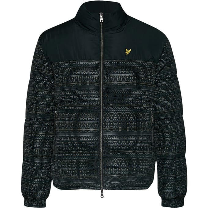 Lyle & Scott Fair Isle omkeerbaar zwart pufferjack
