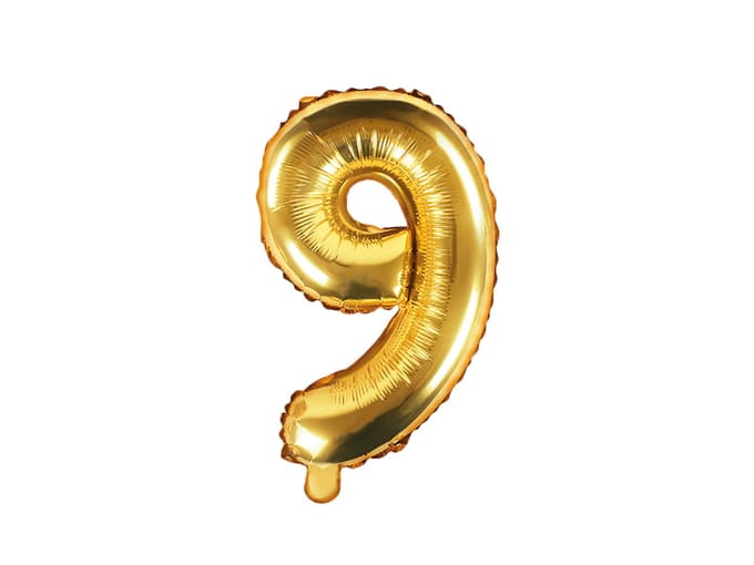 Cijfer 9 (35 cm) - Goud