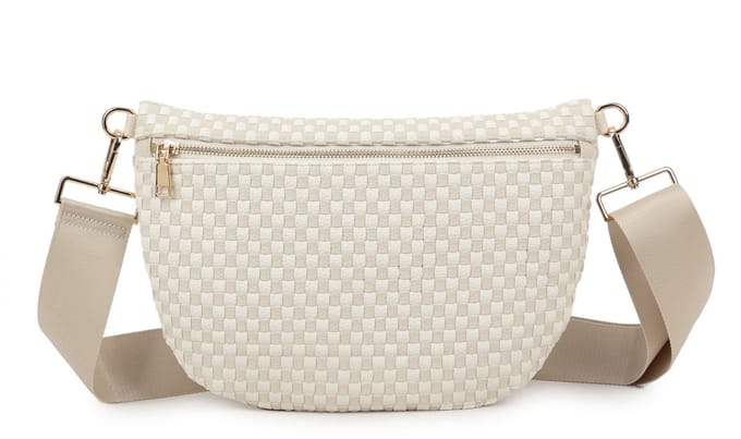 Giuliano geweven crossbody heuptas Rilana - Dames - Beige