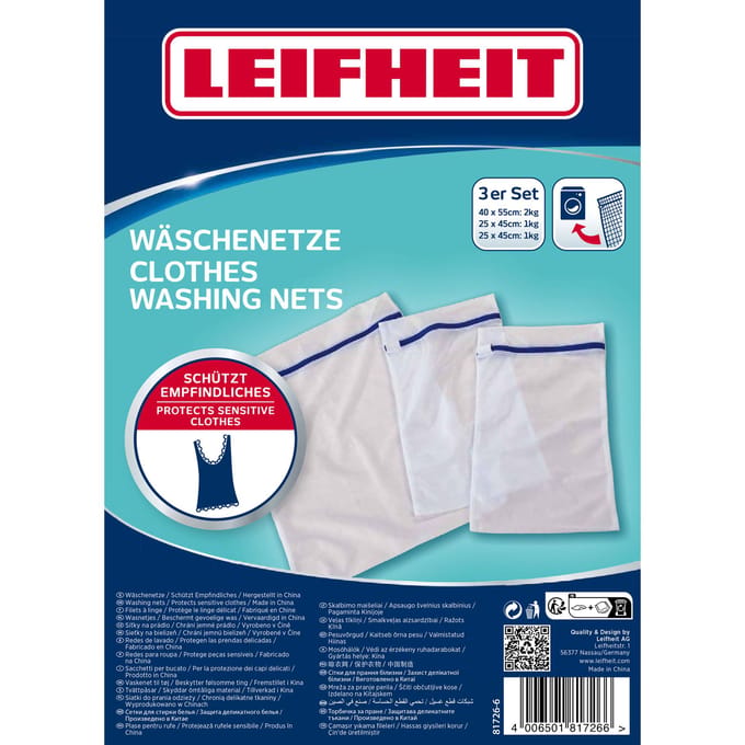 Leifheit Pegasus waszakken set van 3 - wit - blauw