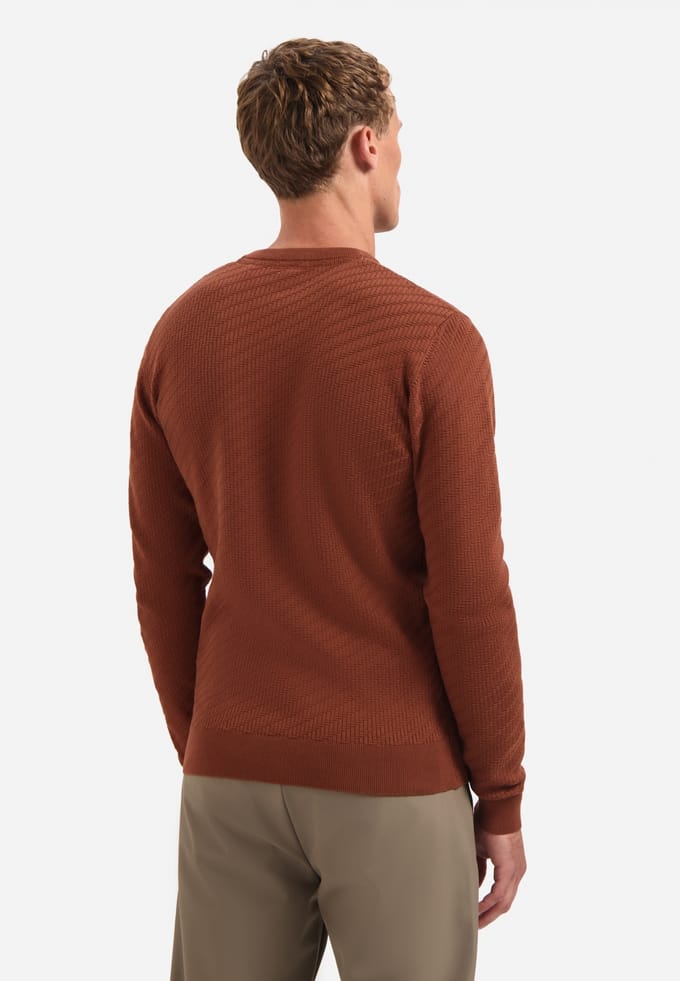 No Excess Pullover Crewneck Jacquard Solid Terra Maat: 3XL | Sweaters Outlet | Heren | Bruin