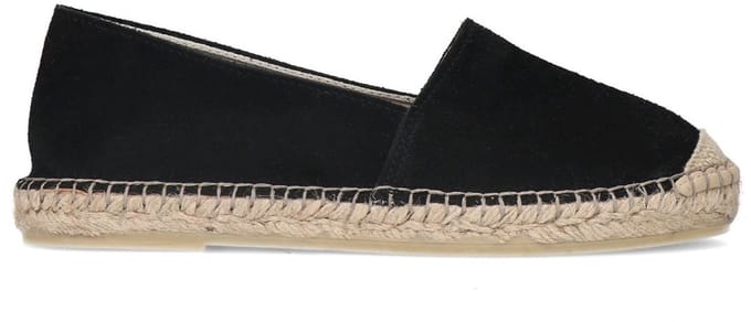 Manfield - Dames - Zwarte suède espadrilles - Maat 37