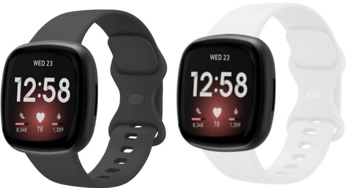 Strap-it siliconen smartwatch bandjes 2-pack geschikt voor Fitbit Versa 3 / Fitbit Versa 4 / Fitbit Sense / Fitbit Sense 2 – Wit & Zwart – comfortabel, flexibel & waterbestendig – Maat L